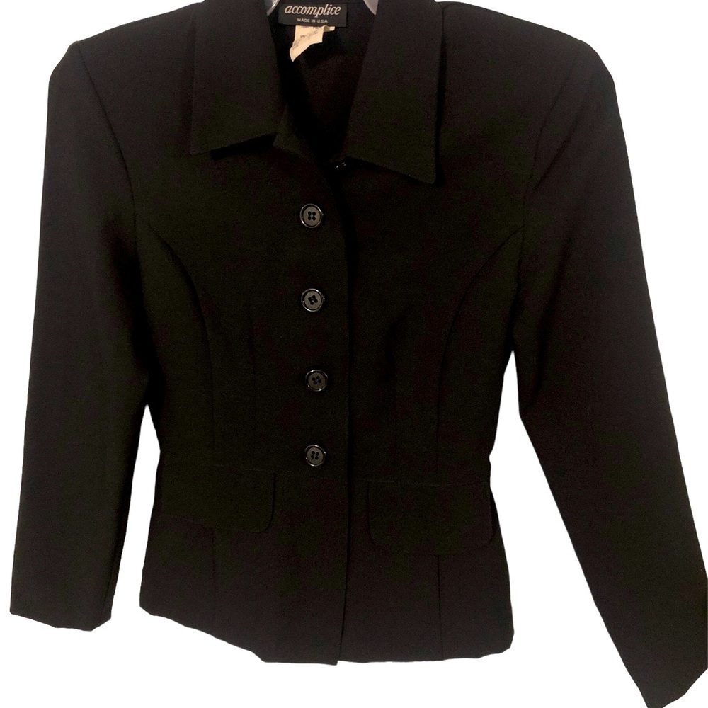 Vintage (90's) Accomplice Tapered Waisted Button Front Faux Pocketed Blazer